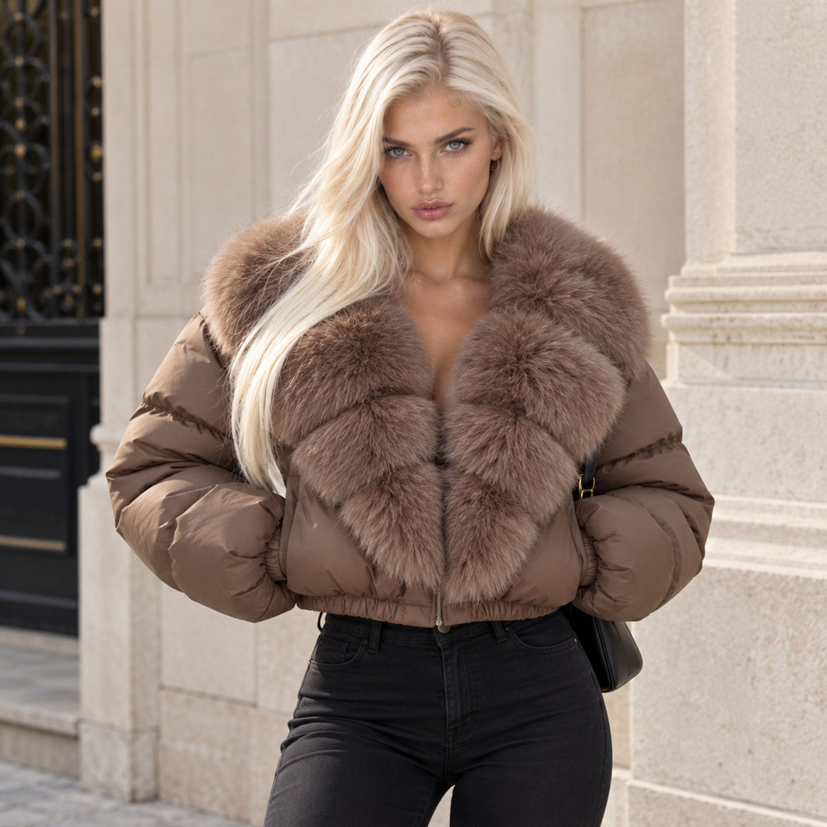 Faux Fur Collar Puffer Jacket