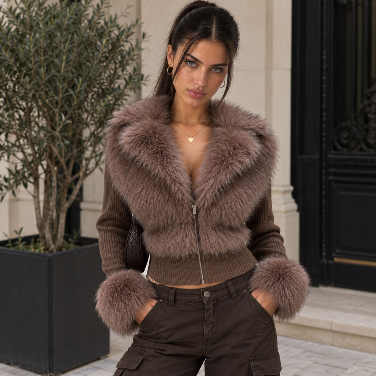 Faux Fur Trim Jacket