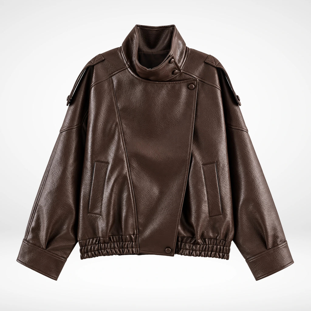 Kunstlederjacke mit Stehkragen